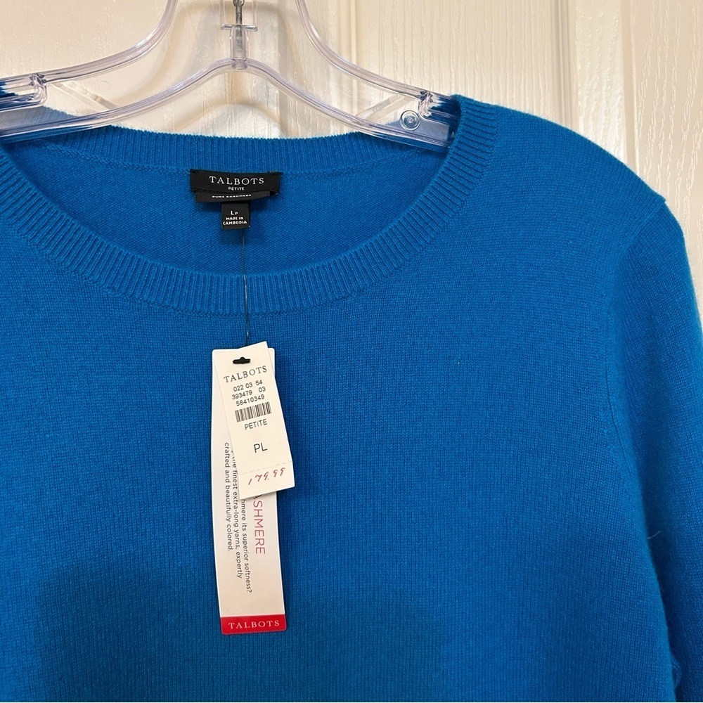 Talbots CASHMERE CREWNECK SWEATER in 
POND BLUE Size LP - Picture 3 of 6